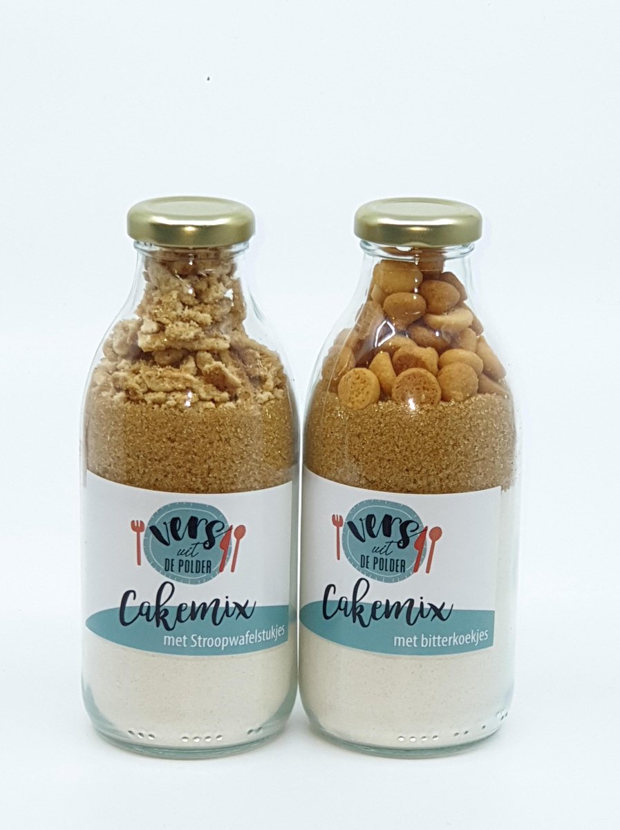 Cakemixen stroopwafelstukjes en bitterkoekjes