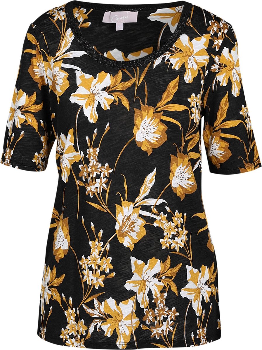 Cassis - Lang T-shirt met bloemenprint - Zwart