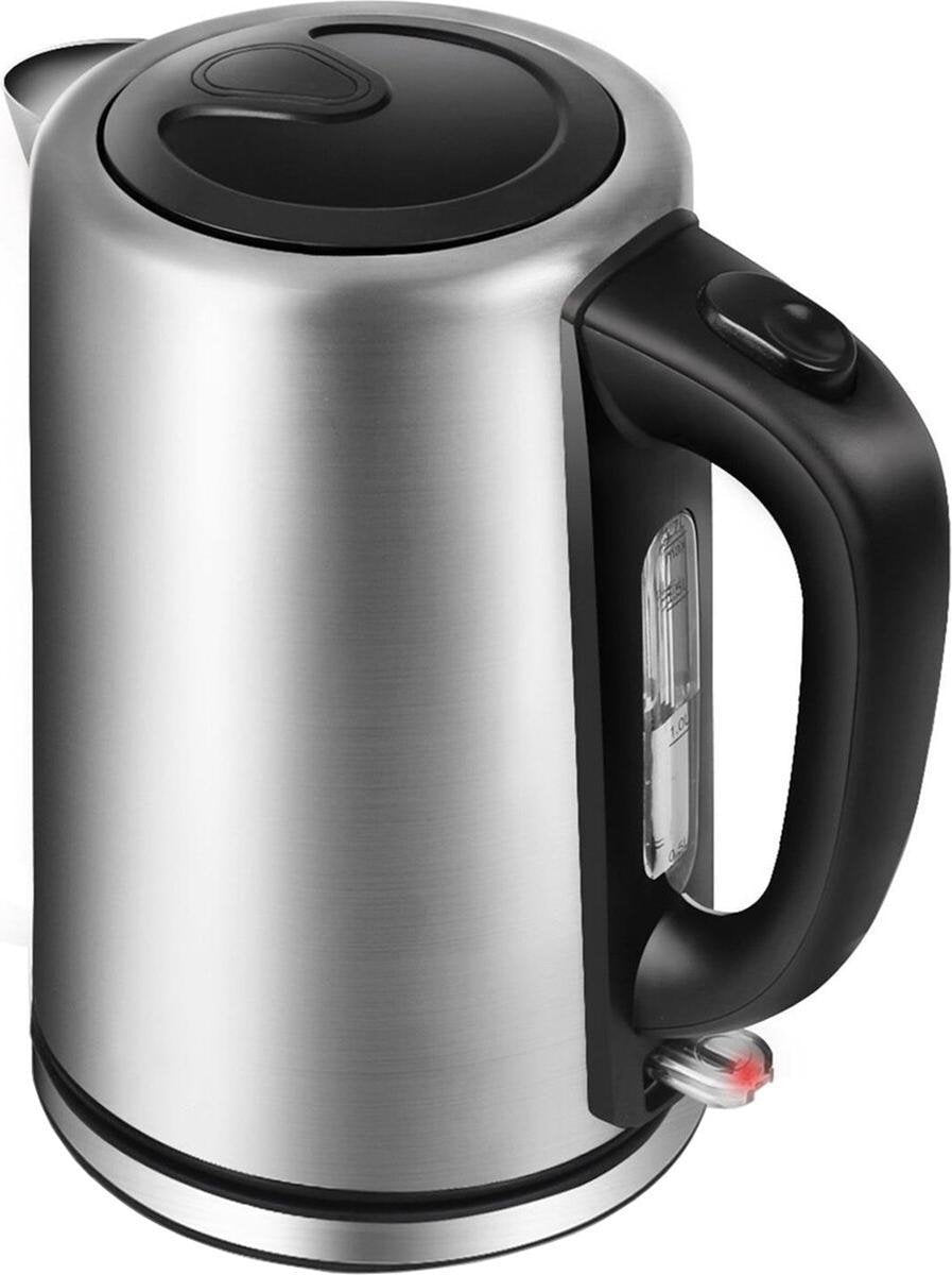 Waterkoker - Igna Ribon - 1.7 Liter - 2200 Watt - Geborsteld RVS - Zwart/Zilver