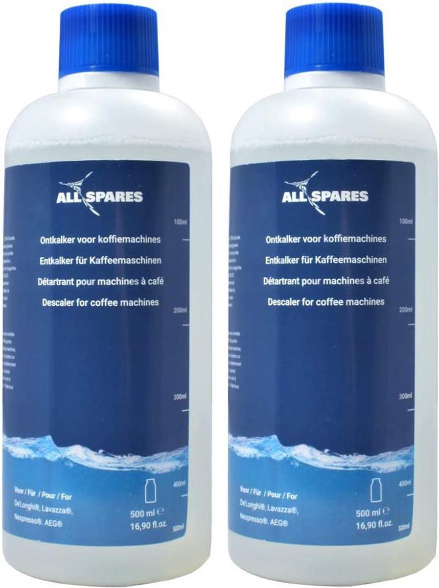 Delonghi Original EcoDecalk DLSC500 / AEG Vloeibare Ontkalker (2x 500ml) voor koffiemachines van AllSpares