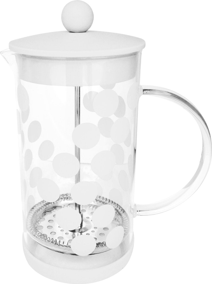 Zak!Designs DotDot Cafetière - Borosilicaatglas - Incl. Anti-slip Bodem - 1 Liter - Wit