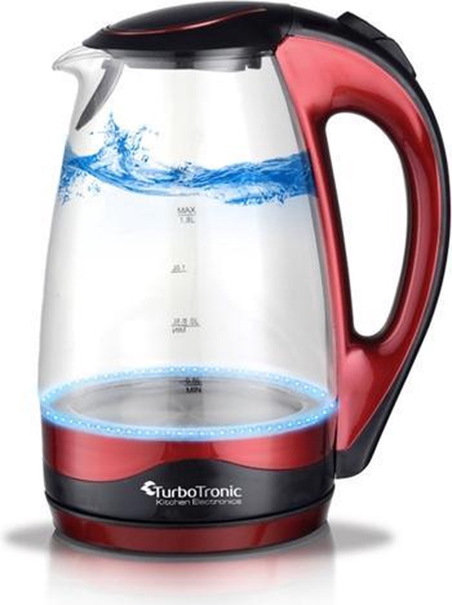 TurboTronic TT-LED03 - Glazen Waterkoker met blauw led licht - 1.8 Liter