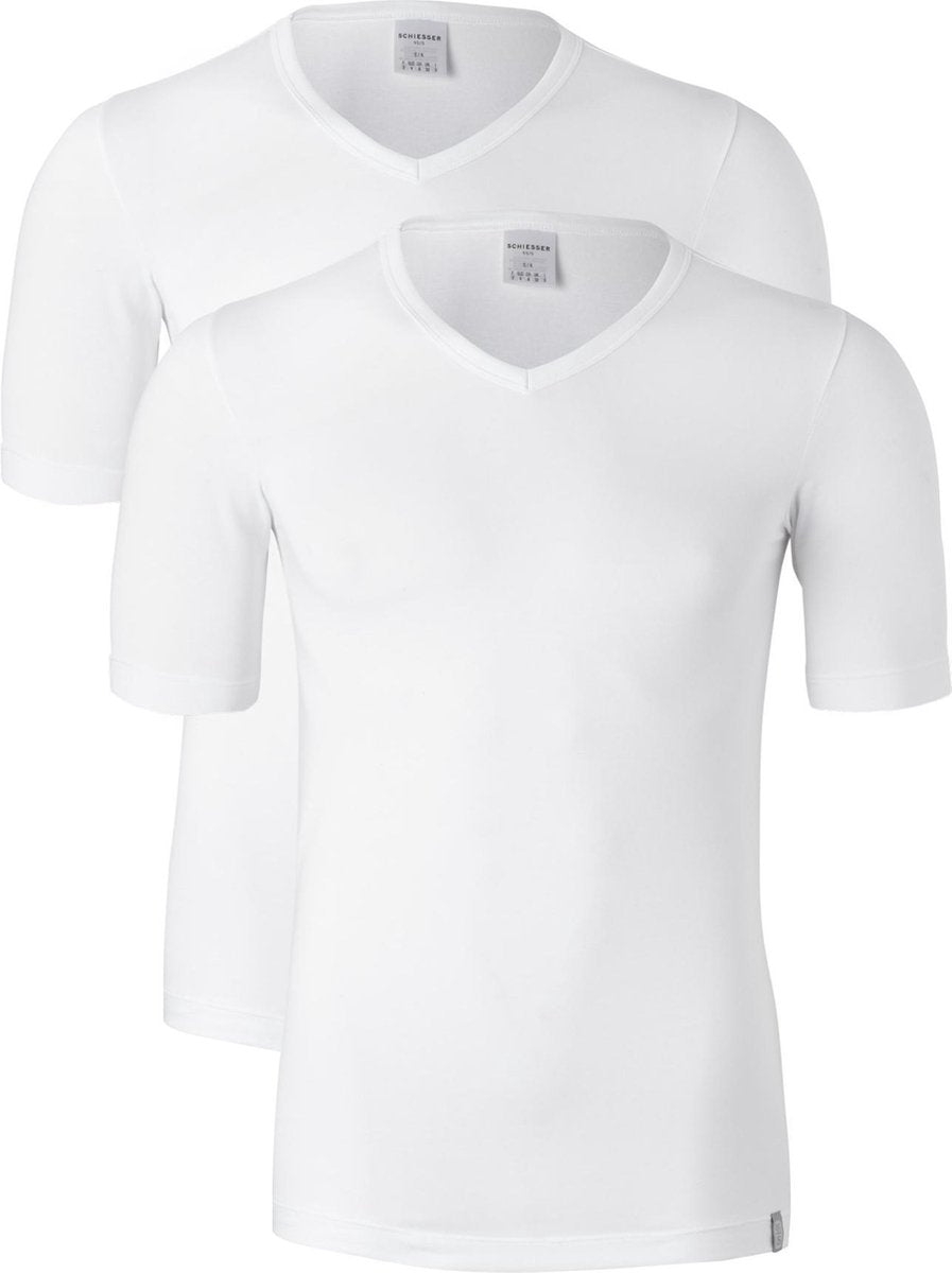 Actie 2-pack: Schiesser 95/5 - T-shirts V-hals - Wit -  Maat XL