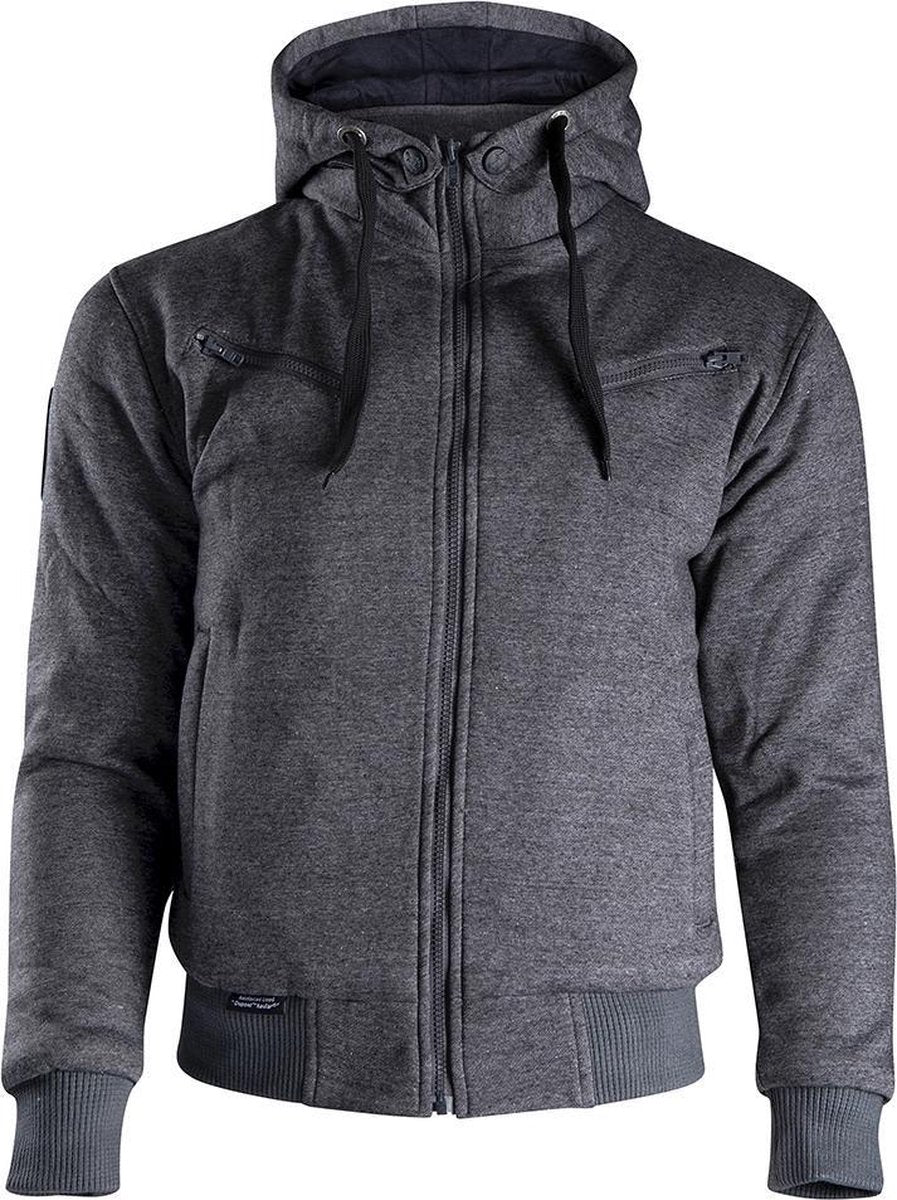 CLAW Mortal Slim Fit Kevlar hoody - heren hoodie motorjas voor motor en scooter - Antraciet  Maat XL
