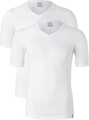 Actie 2-pack: Schiesser 95/5 - T-shirts V-hals - Wit -  Maat S