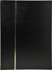 Postzegelalbum met kaft in kunstleder - 16 zwarte bladen - 9 banden - 22 