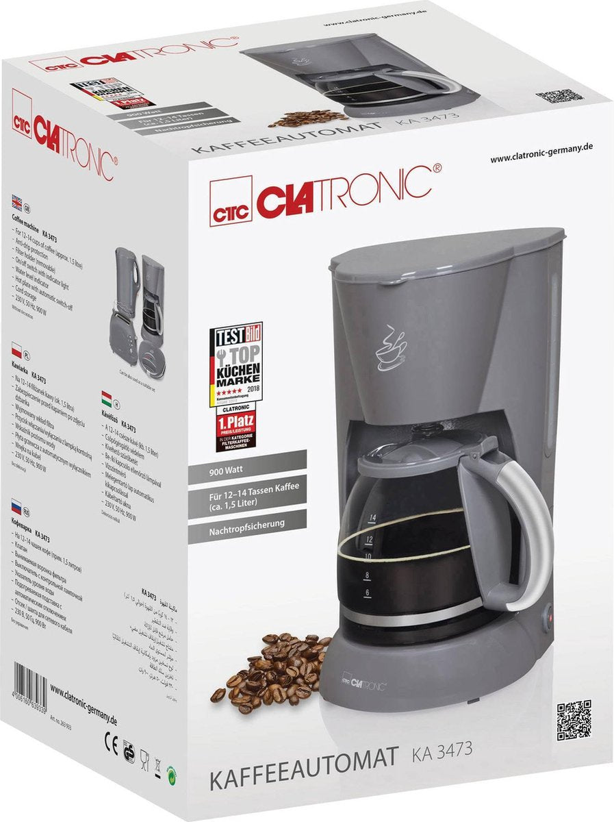 Clatronic KA 3473 Koffiezetapparaat Grijs Capaciteit koppen: 14