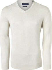 Casa Moda heren trui katoen V-hals - beige -  Maat: 5XL