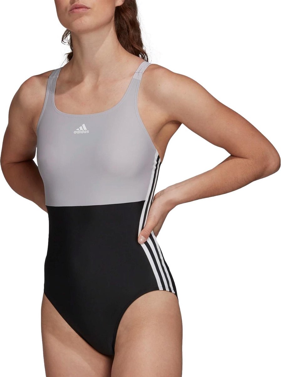 adidas adidas SH3.RO 3-stripes Sportbadpak - Maat 36 Volwassenen - lichtgrijs - zwart - wit