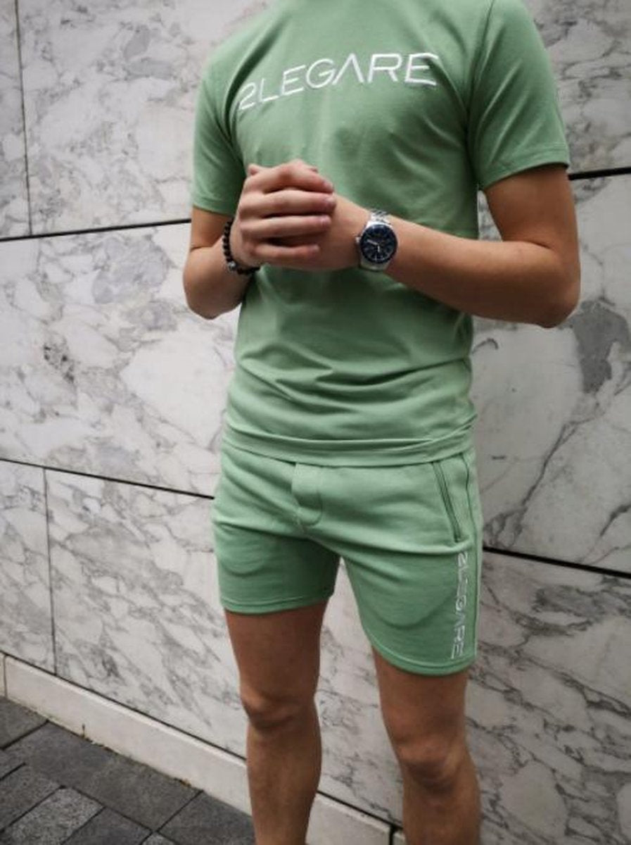 2Legare Logo Embroidery Short Light Army Green/ White - L