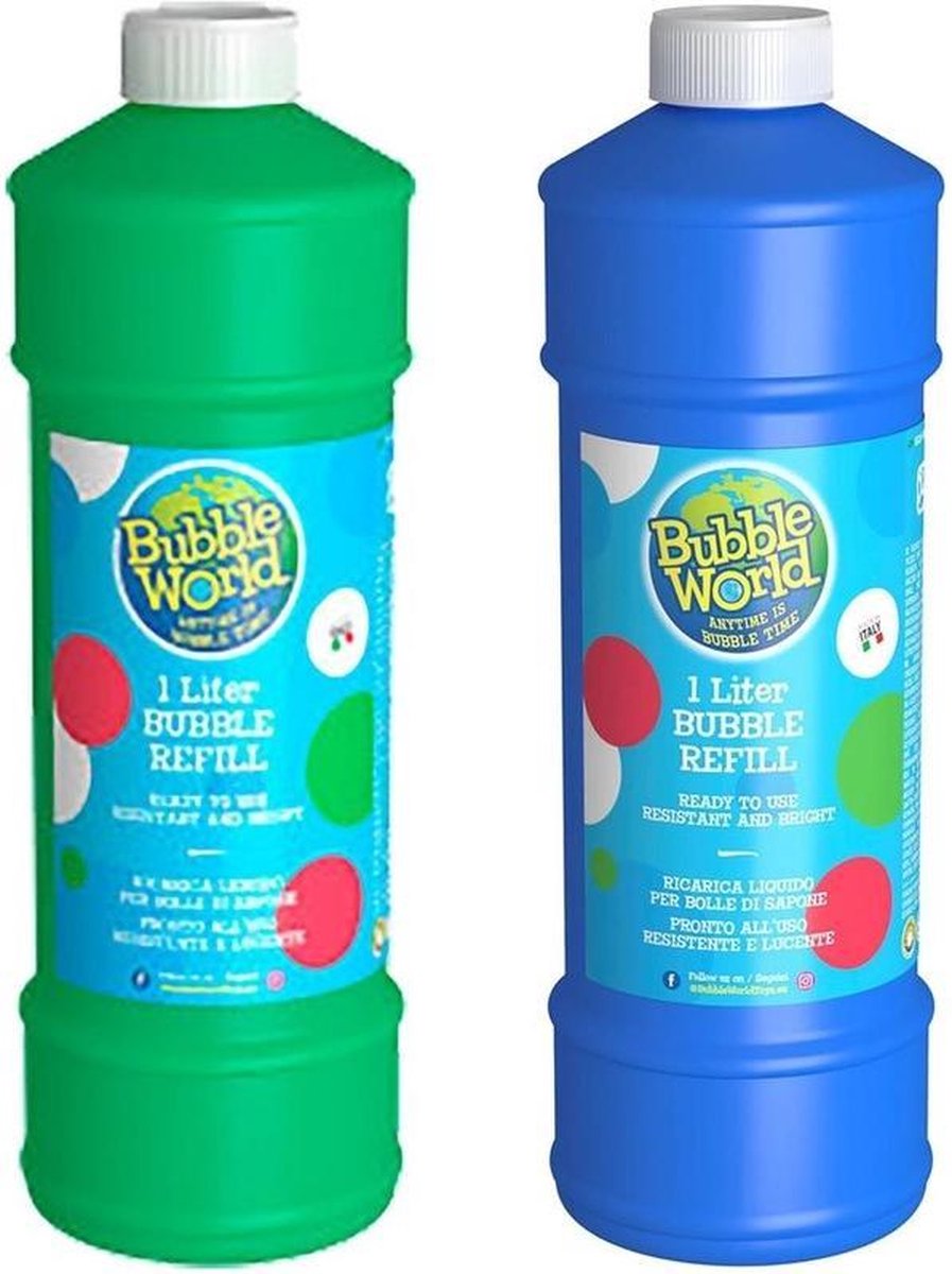 2x flessen bellenblaas navulling 1 liter per fles - Bellenblaasmix navulverpakking