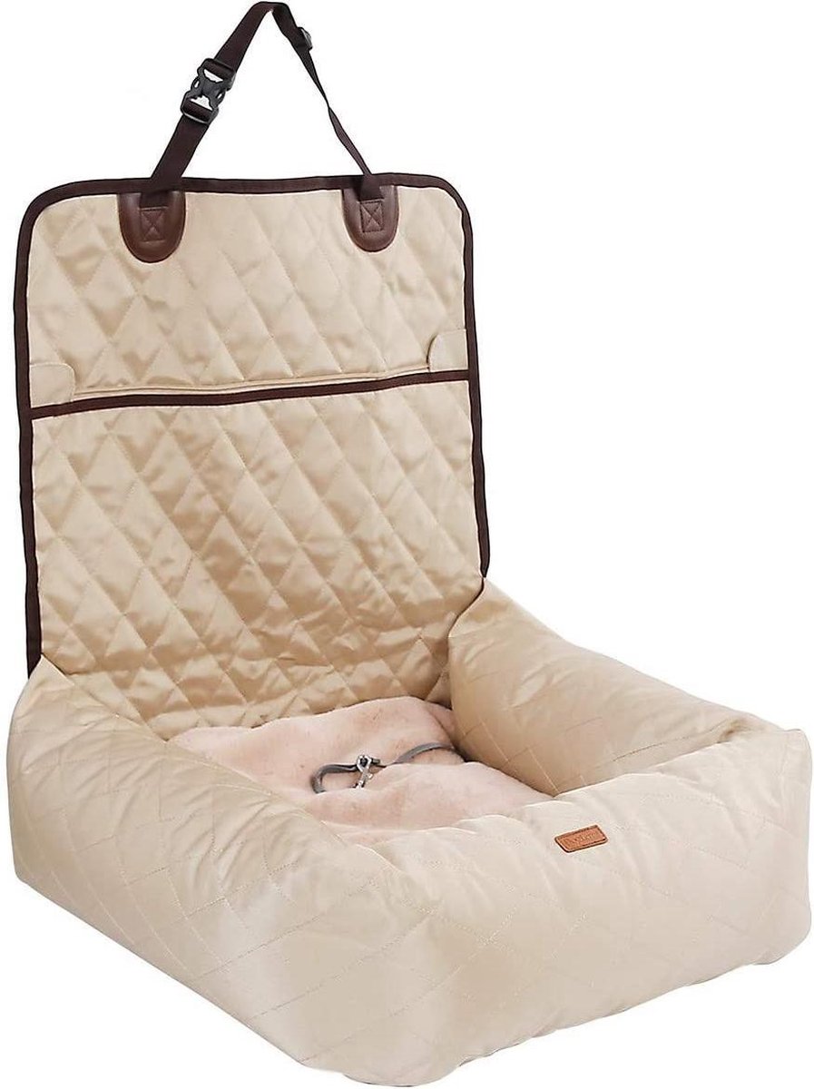Rexa® Honden autostoel beige 60x50x61cm | Geeft uw huisdier een comfortabele reis | Om te vormen naar hondenmand