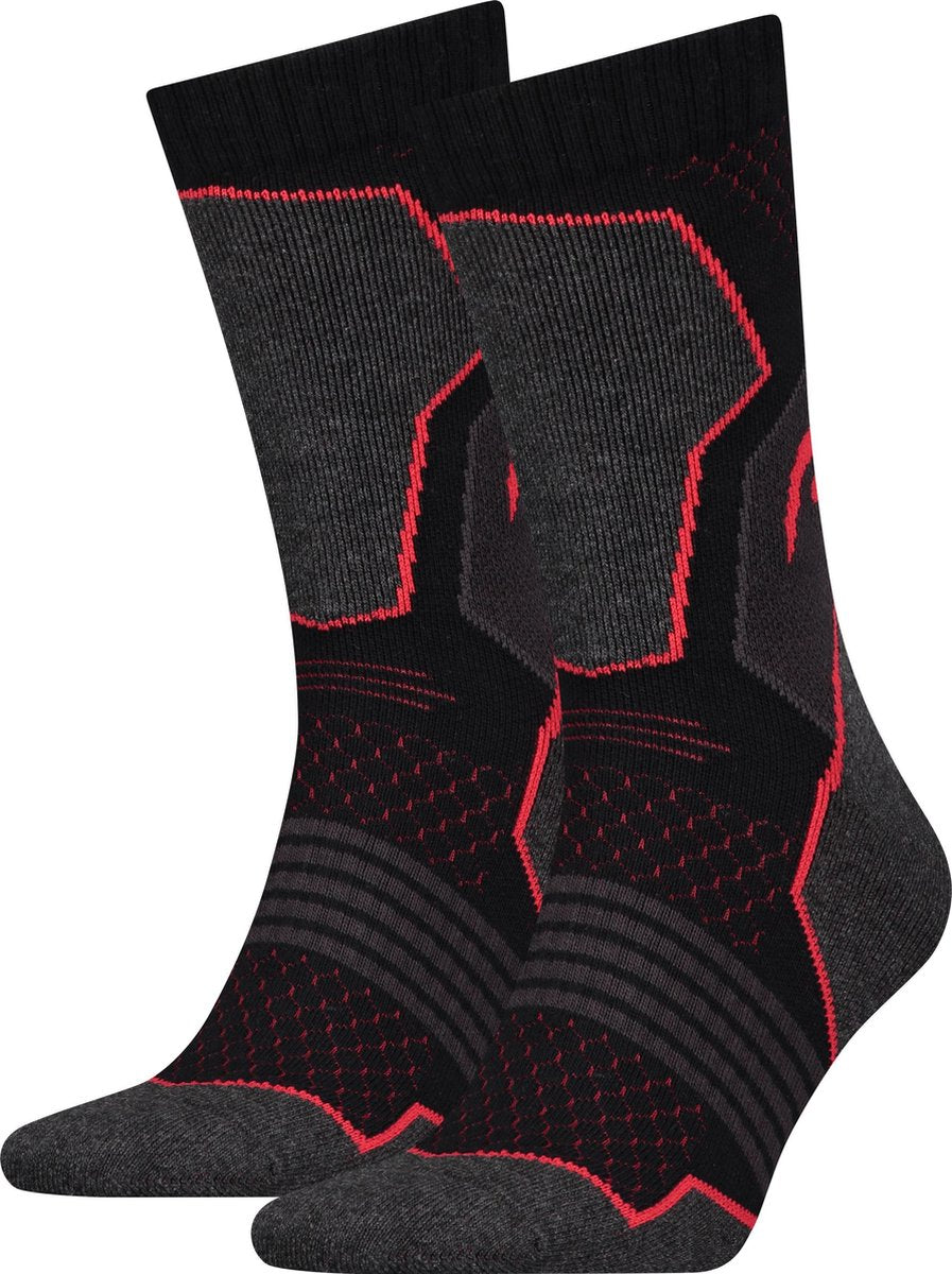 Head -  Hiking 2-pack Crew Sokken - zwart/rood - 43-46