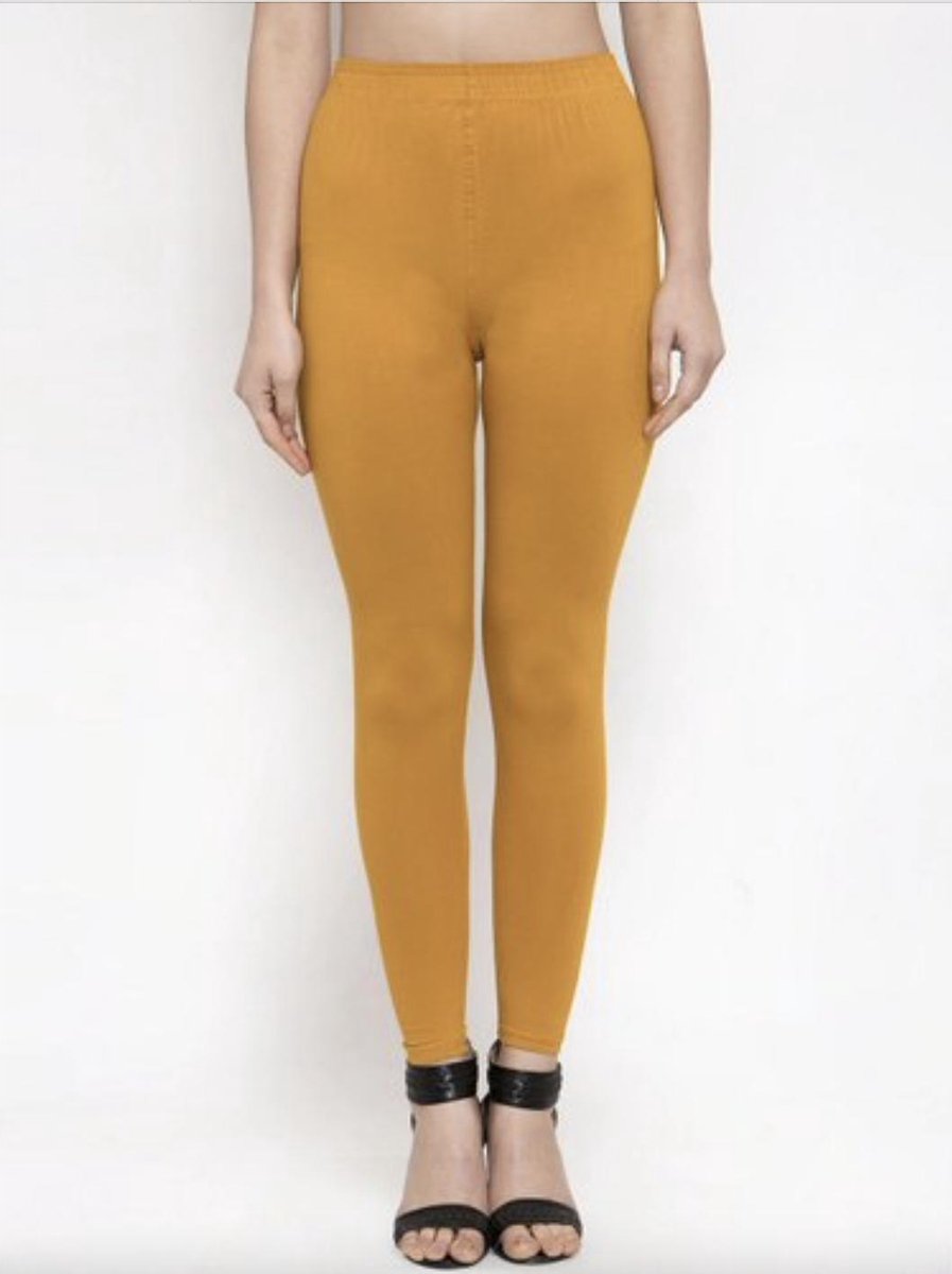 Premium Dames Legging Katoen | Basic Legging | Mosterd - S