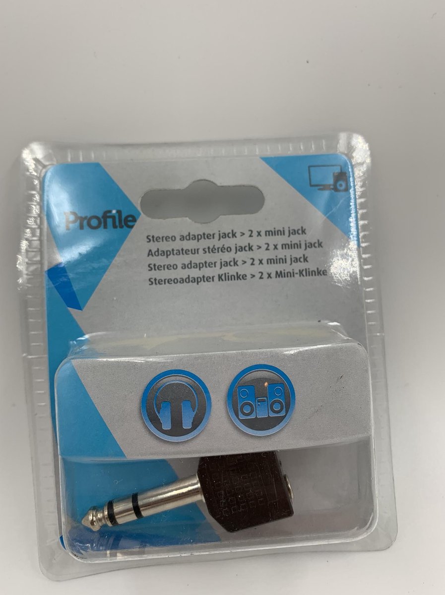 Stereo Adapter plug Jack 6.35mm naar 2x 3.5mm Jack Stereo Profile