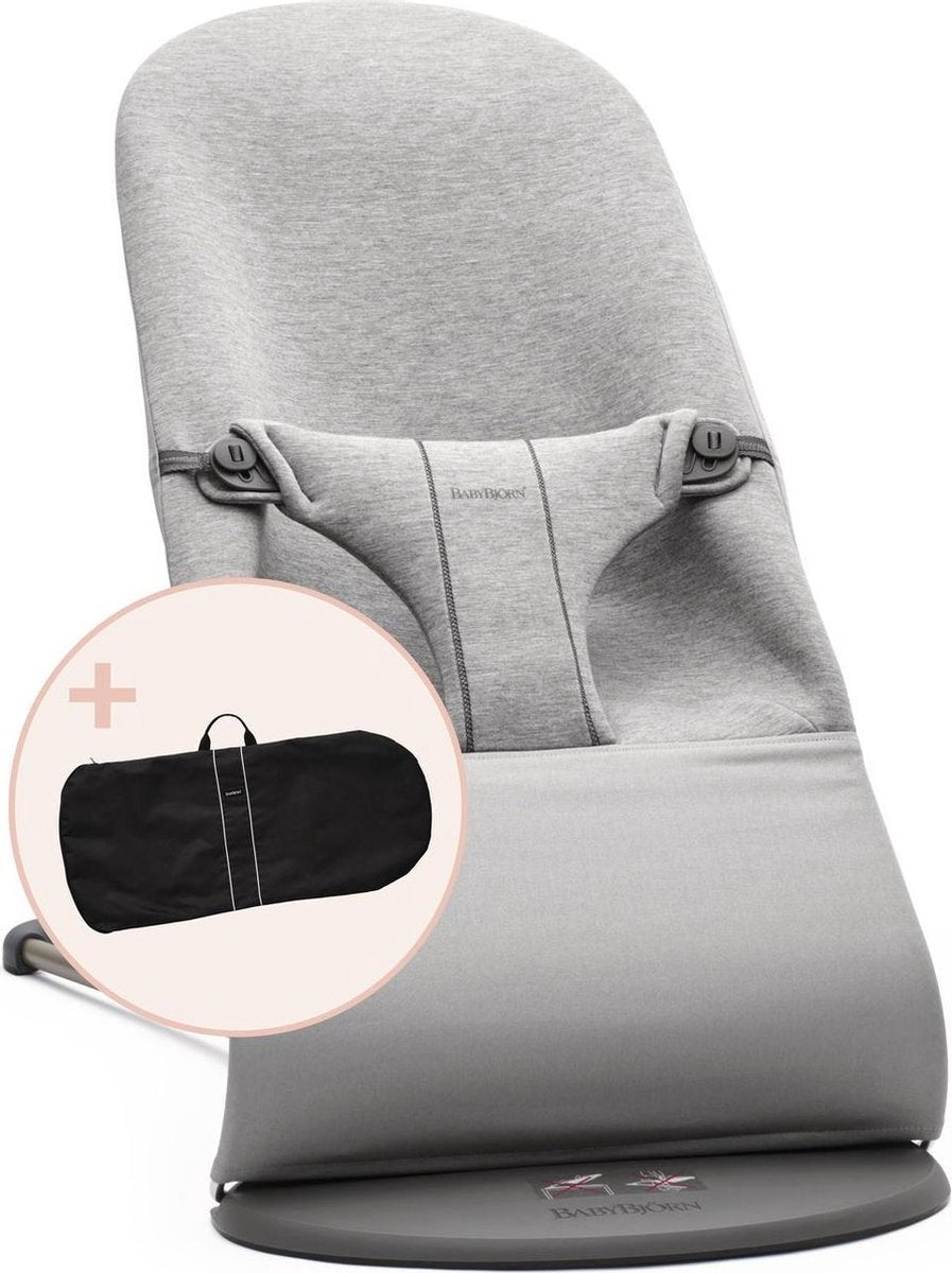 BABYBJÖRN Wipstoel Bliss - Lichtgrijs 3D Jersey incl Transporttas Zwart
