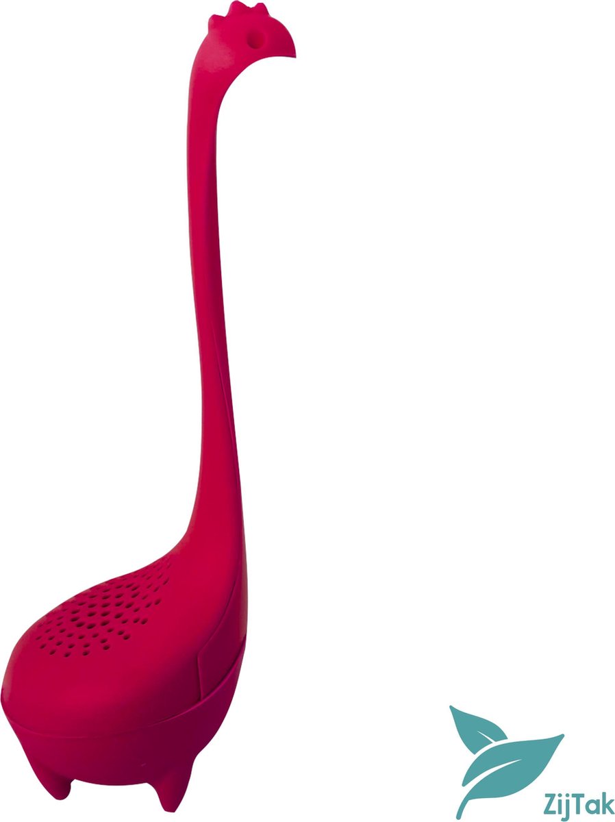 ZijTak Theesaurus - dinosaurus thee-ei - theefilter - theezeef - theeglas infuser - rood