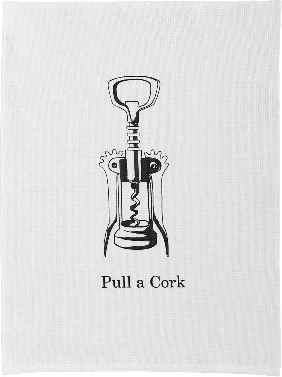 DDDDD Theedoek Pull a cork White (6 stuks)