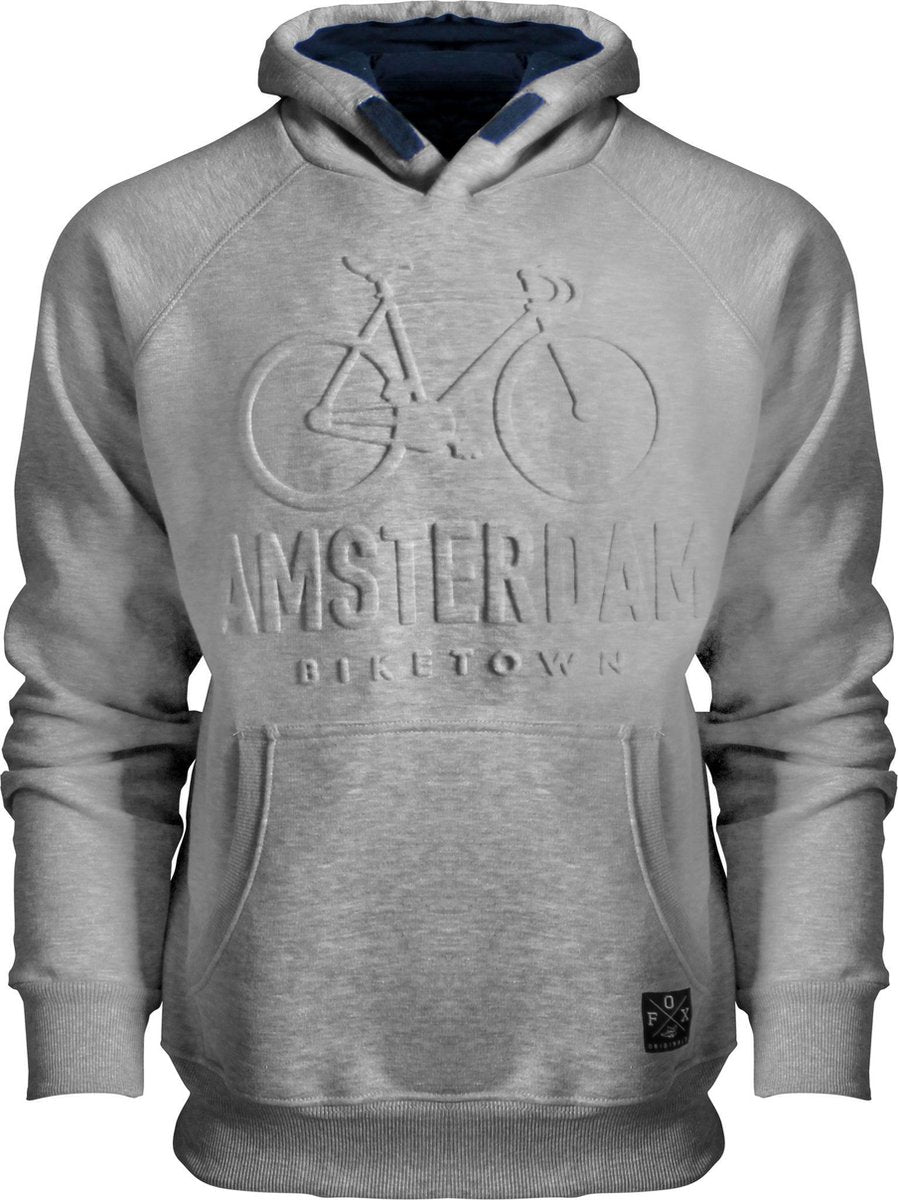 Fox Originals Hoodie Biketown Heren & Dames Amsterdam Capuchon Trui Katoen Grijs XXL