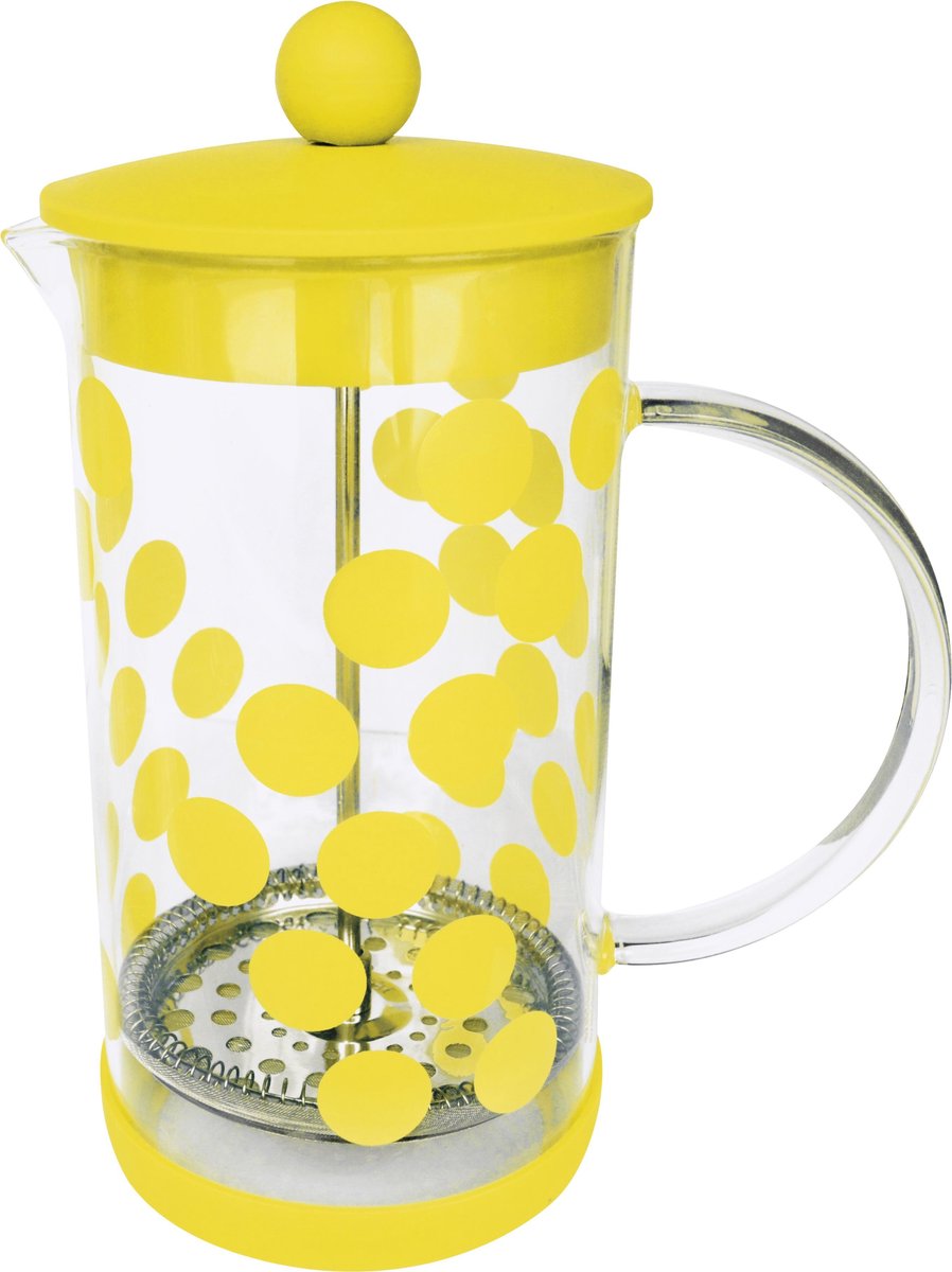 Zak!Designs DotDot Cafetière - Borosilicaatglas - Incl. Anti-slip Bodem - 1 Liter - Geel