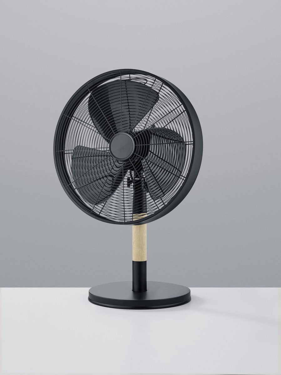 Viking Tafelventilator zwart metaal / hout - Industrieel - Trio - 2 jaar garantie