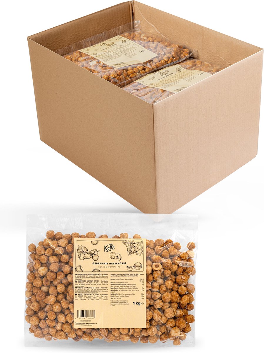 KoRo | Geroosterde hazelnoten gezouten karamel 12 x 1 kg
