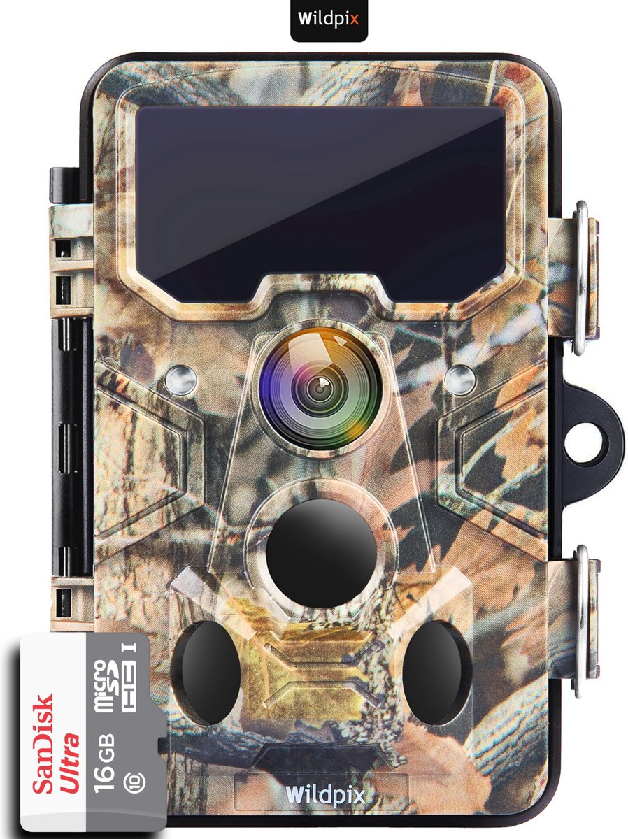 Wildpix X2 20MP FullHD Wildcamera - Snelle 0.4 sec trigger met perfect nachtzicht - Nederlandse Software en Handleiding - Ook Ideaal als Beveiligingscamera - Met gratis SanDisk SD kaart