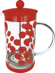 Zak!Designs DotDot Cafetière - Borosilicaatglas - Incl. Anti-slip Bodem - 1 Liter - Rood
