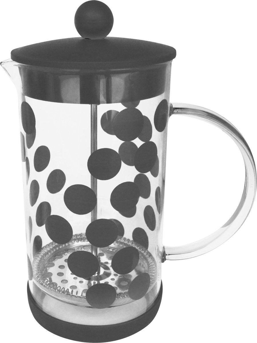 Zak!Designs DotDot Cafetière - Borosilicaatglas - Incl. Anti-slip Bodem - 1 Liter - Zwart