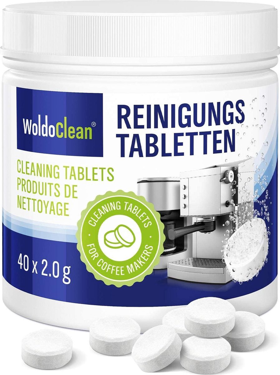 Reinigingstabletten 40x 2g voor volautomatische koffiemachines die compatibel zijn met alle merken