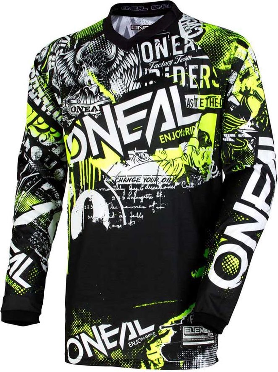 O'Neal Kinder Crossshirt Element Attack Black/Hi-Viz-S