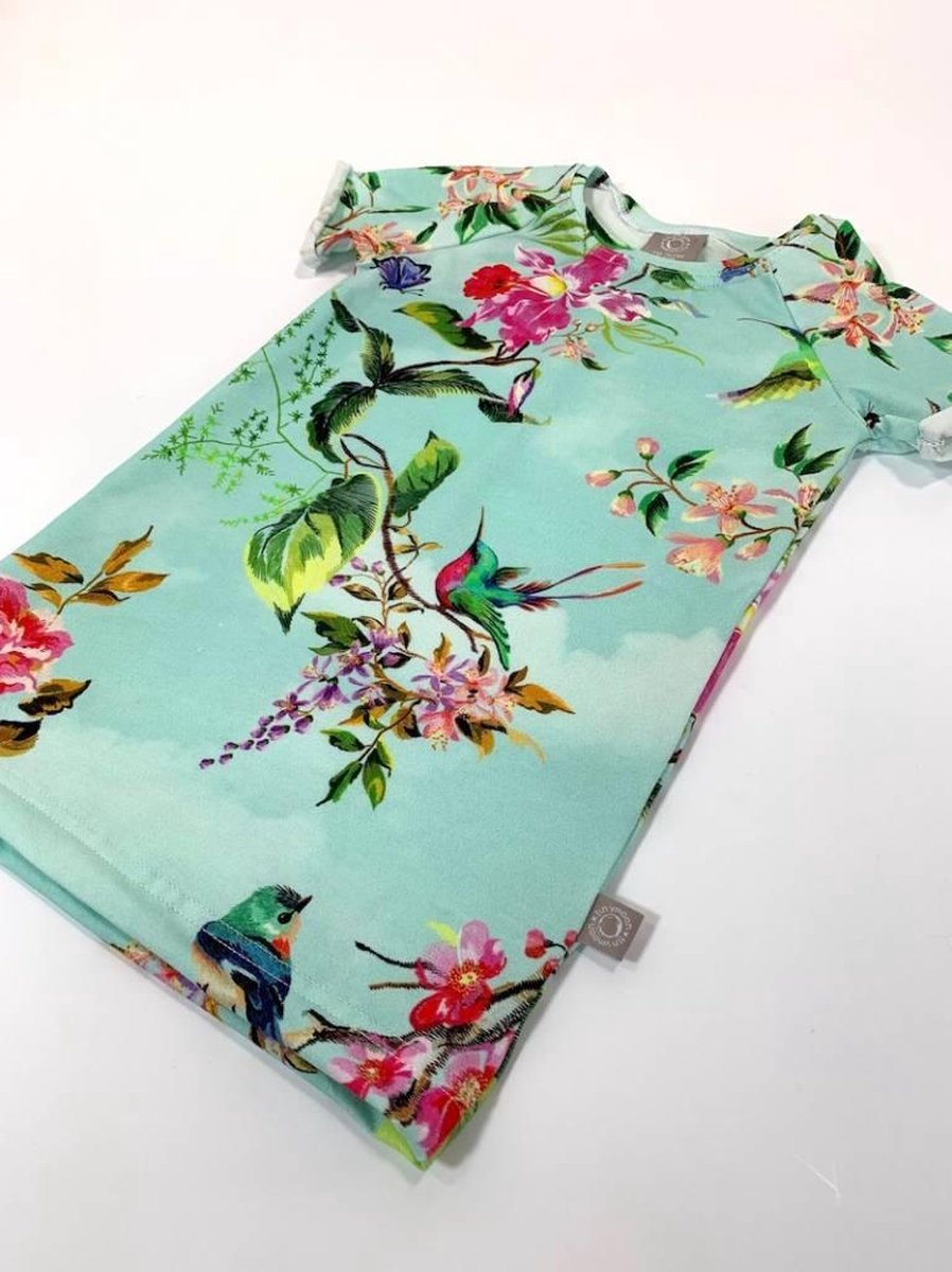 tinymoon Jurk – model tee-dress korte mouw – Shinrin Yoku – Mint – Maat 86/92