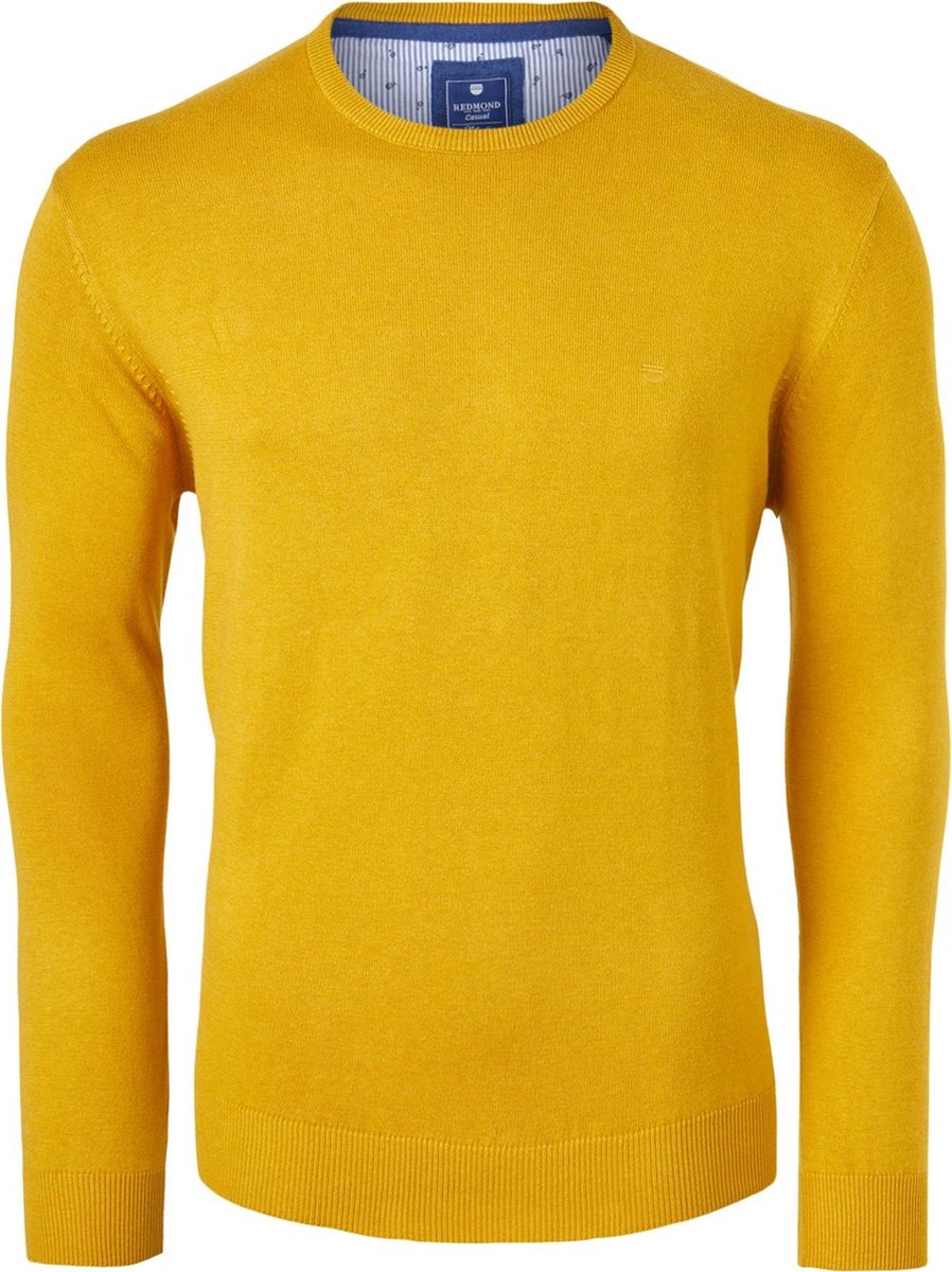 Redmond heren trui katoen O-hals - okergeel -  Maat: 3XL