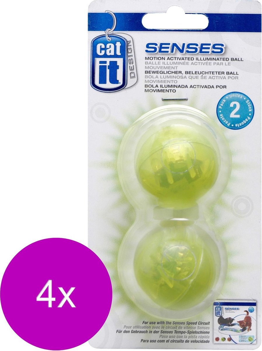 Catit Senses Lichtgevende Bal - Kattenspeelgoed - 4 x Groen 2 stuks