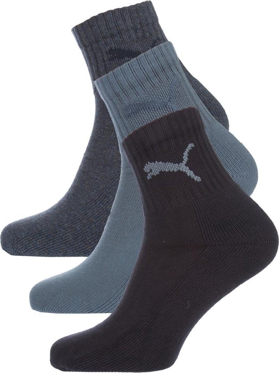 Puma - 3-pack Korte Sport Sokken Denim Blauw - Unisex - 39-42