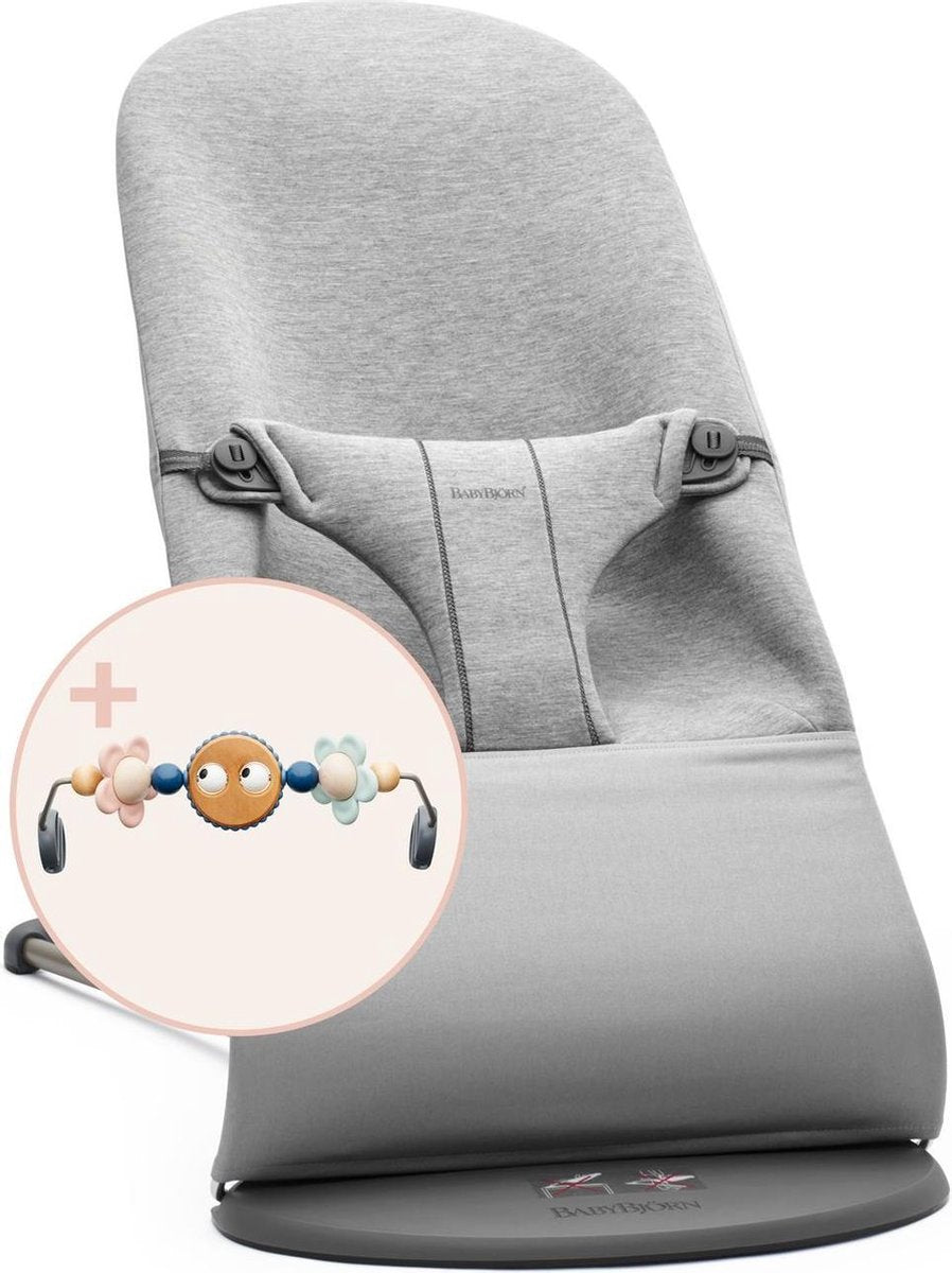 BABYBJÖRN Wipstoel Bliss Bundle -  Lichtgrijs 3D Jersey incl Speelboog Ondeugende oogjes Pastel