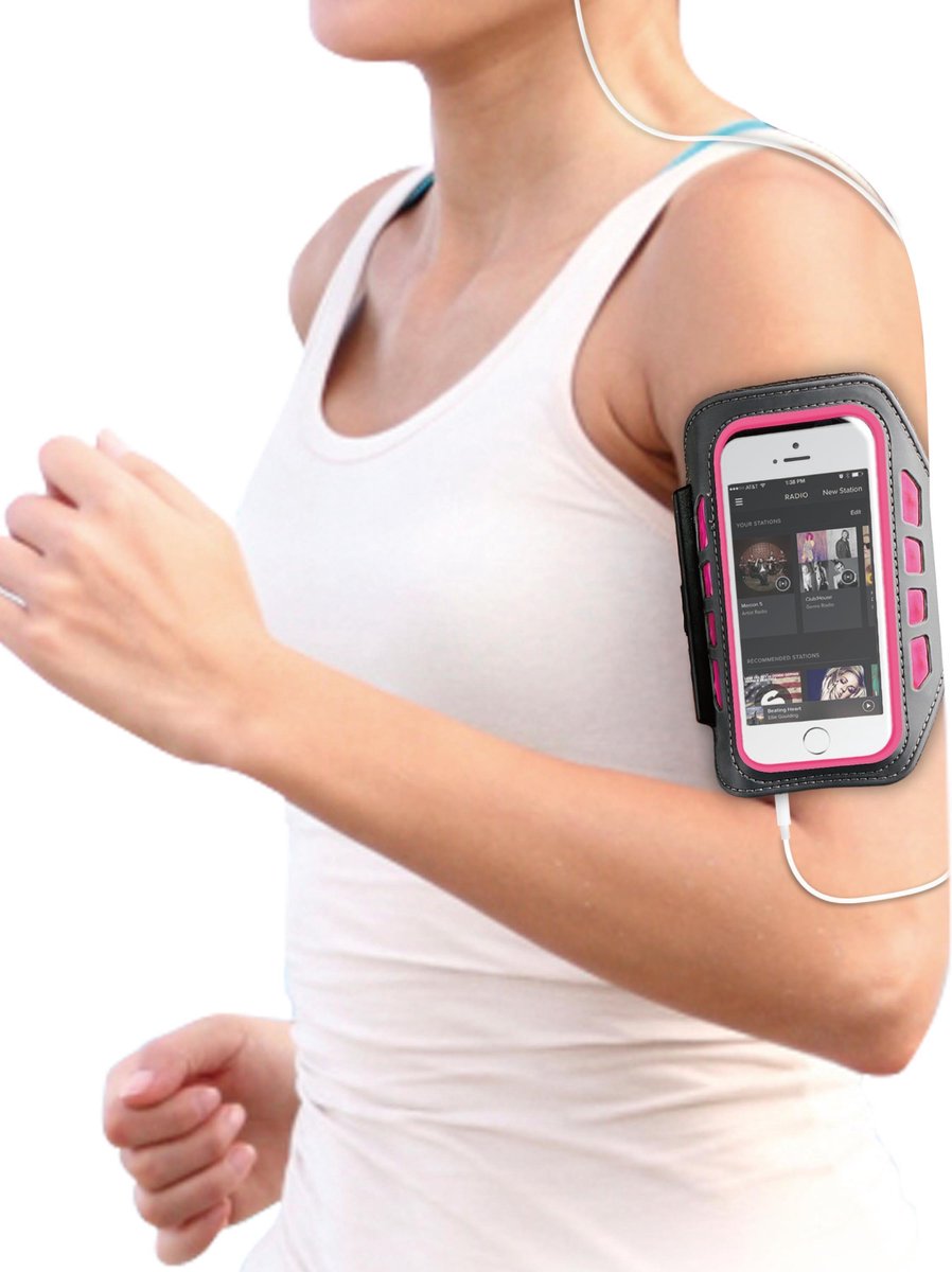 BeHello Universele LED Sportsarmband L - Grijs/Roze