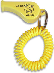 Fluitje/armband - Ik ben er eendje van God - Kunststof - Fluit - Geel - Elian