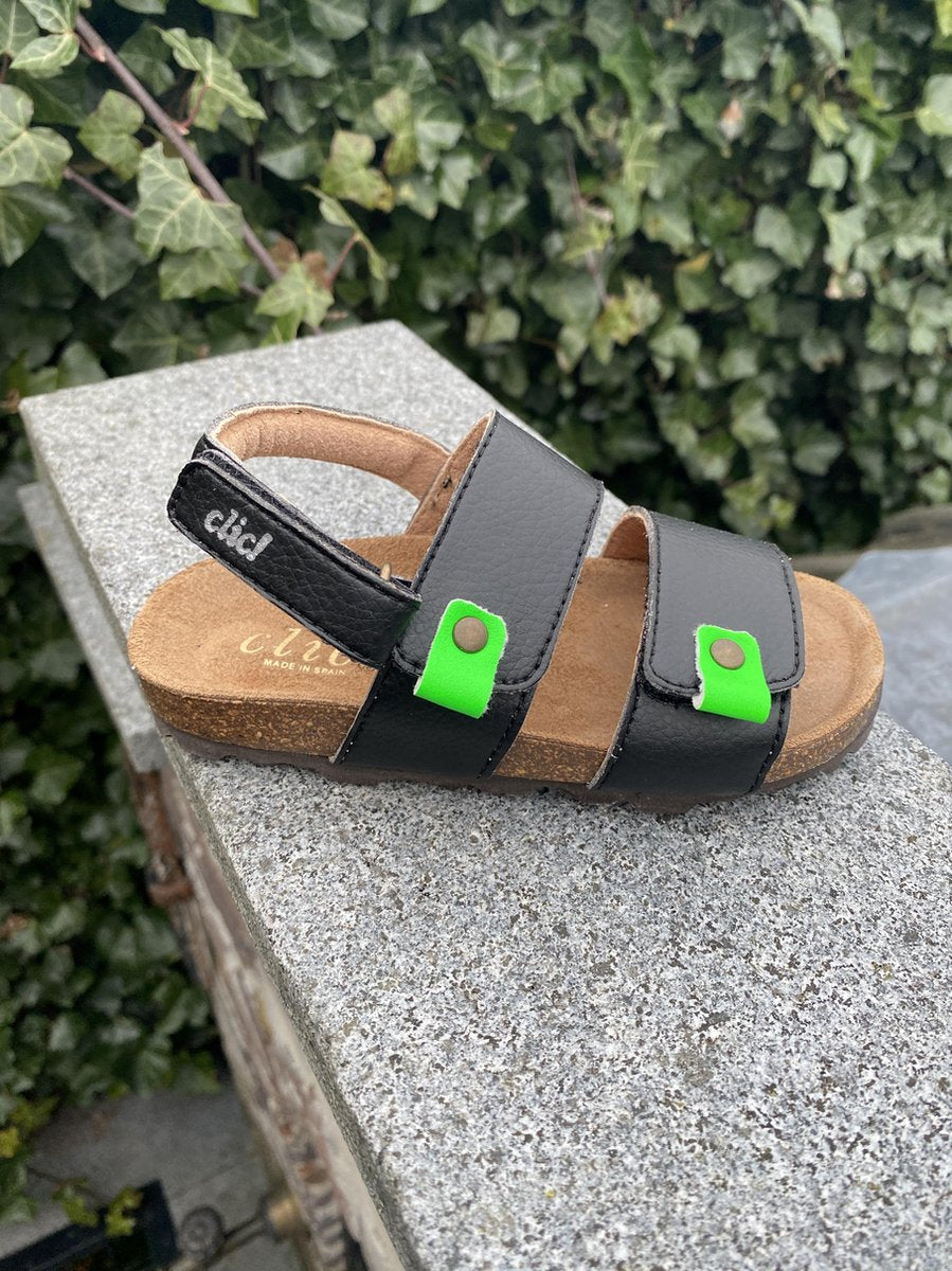 Clic! jongens sandalen zwart met fluor groen maat 32