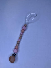 Speenkoord roze | kralen | hout | siliconen | roze | meisje | kraamcadeau | babyshower | handgemaakt
