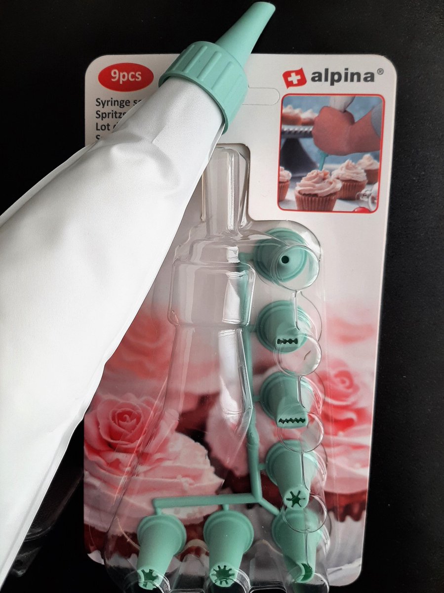 Alpina Slagroomspuit-set met 8 spuitmonden.  Gebruiksvriendelijke garneerspuit van hoge kwaliteit.  Herbruikbaar. Voor Decoratie - Taart - Gebak - Cupcake - Cake.