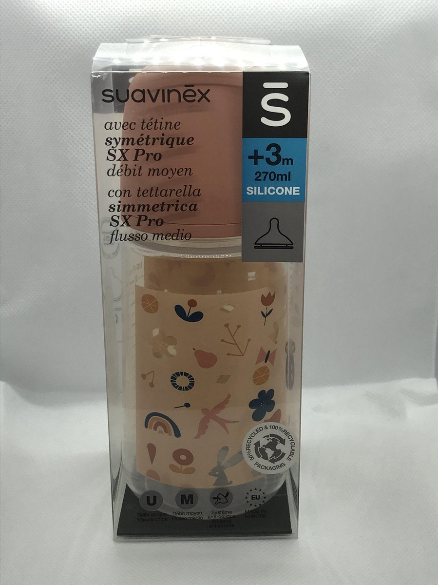 Suavinex zuigfles roze +3m / 270 ml
