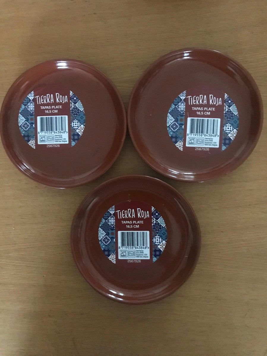 Tierra Roja Aardewerk set van 3 tapasbord Bruin