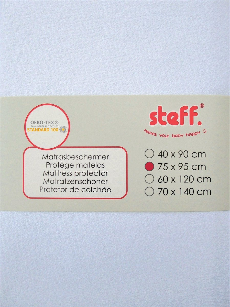 Steff - Matrasbeschermer - 95x75 cm - Wit - kwaliteitsvolle badstof met waterdichte PU-laag - OEKO TEX standard 100