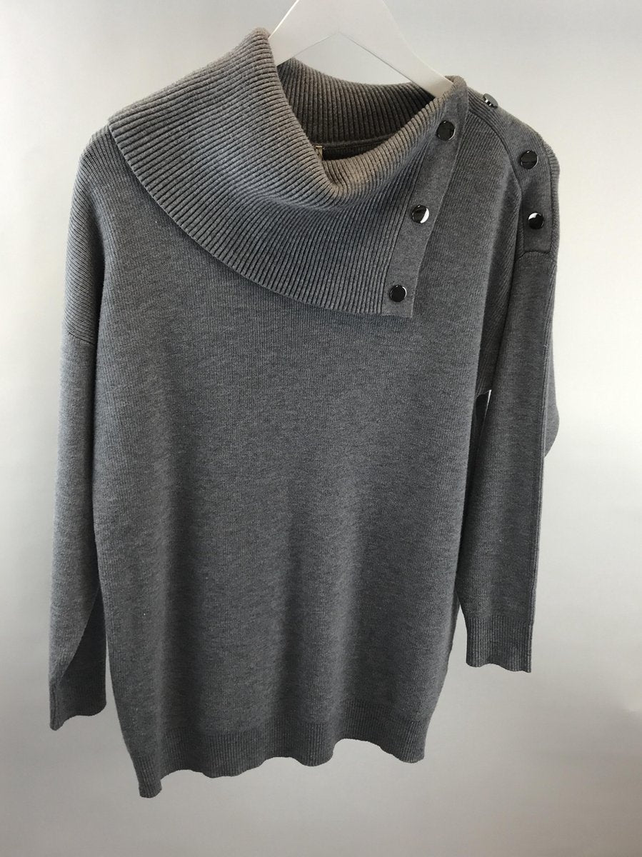 trui winter grijs col driekwart one size 36/42