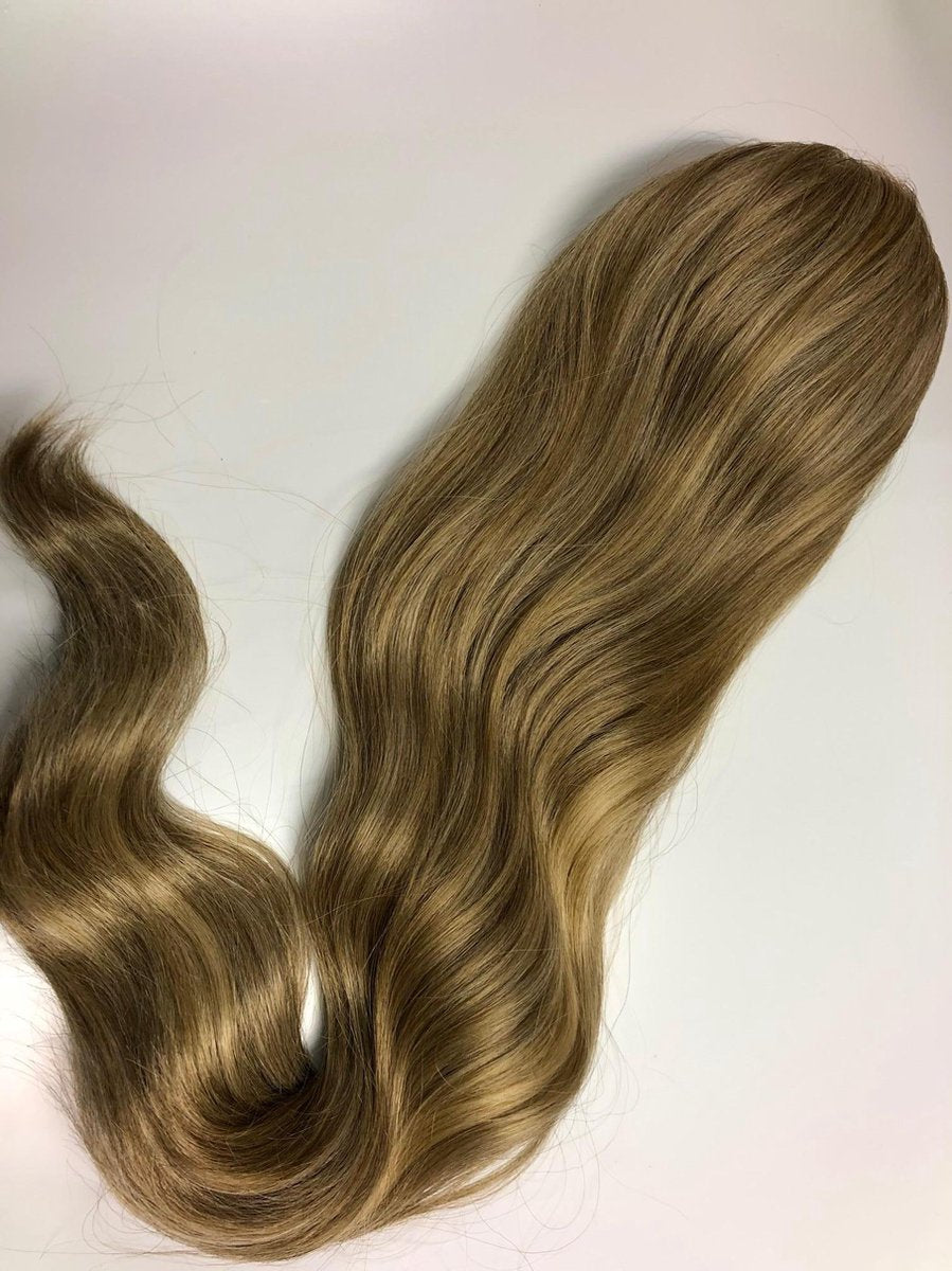 Paardenstaart Ponytail XXL net echt haar 65cm dirty blond 100%monofibrehair