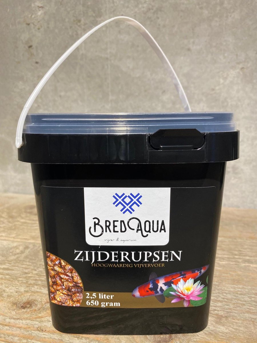 Premium Zijderupsen 10 mm 2500 ml / 250 cl / 2.5 l - Vijvervoer - Koi voer - Koikarpers - Vissen - Vijvervissen - Voer - Zijderupsen - Eitwitten - Groei - Groeiafwijking