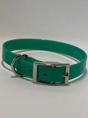 Halsband BioThane GOLD Transparant - GROEN - 600mmX25mm - dubbele gesp