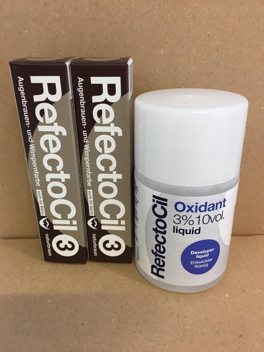 RefectoCil 2 stuks  Natuur bruin + 100ml Oxidant