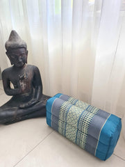 Yoga blok - Traditionele Thaise Kapok Yoga Ondersteuning Blok Kussen - Meditatie Kussen rechthoek - 35x15x10cm - Blauw/grijs